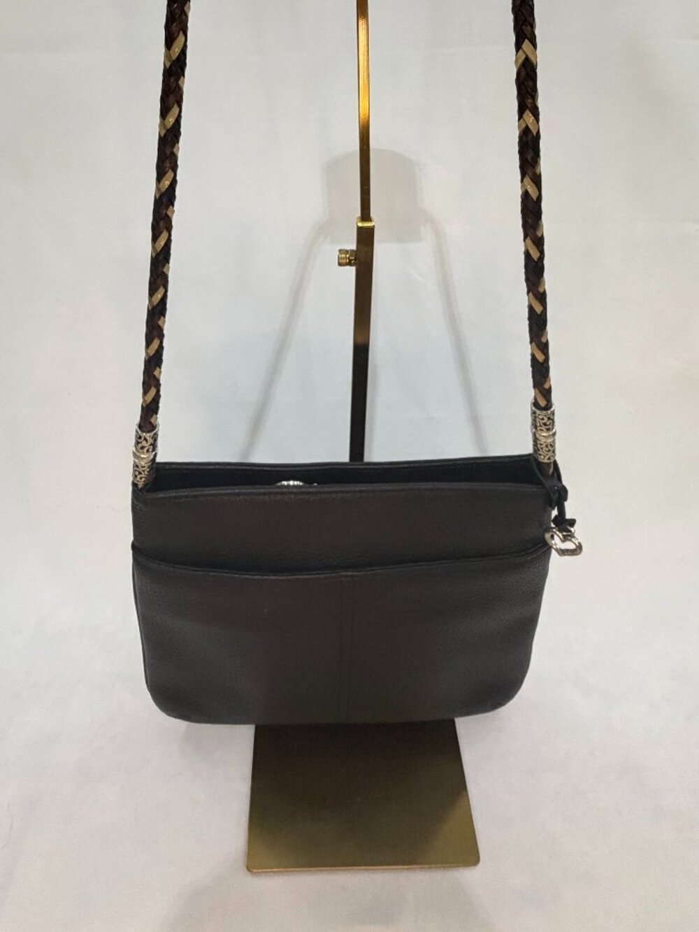 Brighton Barbados Collection. Small Black Leather Shoulder Bag.